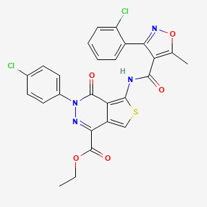 Ethyl 3-(4-chlorophenyl)-5-(3-(2-chlorophenyl)-5-methylisoxazole-4-carboxamido)-4-oxo-3,4-dihydrothieno[3,4-d]pyridazine-1-carboxylate