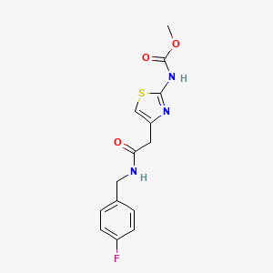 molecular formula C14H14FN3O3S B3002911 Methyl (4-(2-((4-fluorobenzyl)amino)-2-oxoethyl)thiazol-2-yl)carbamate CAS No. 946313-33-3