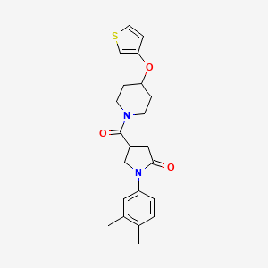 1-(3,4-Dimethylphenyl)-4-(4-(thiophen-3-yloxy)piperidine-1-carbonyl)pyrrolidin-2-one
