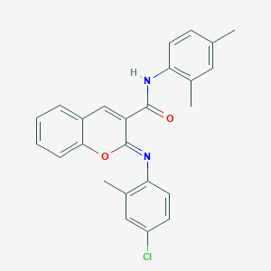 (2Z)-2-[(4-chloro-2-methylphenyl)imino]-N-(2,4-dimethylphenyl)-2H-chromene-3-carboxamide