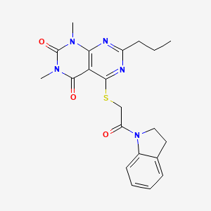 5-((2-(indolin-1-yl)-2-oxoethyl)thio)-1,3-dimethyl-7-propylpyrimido[4,5-d]pyrimidine-2,4(1H,3H)-dione