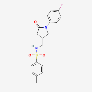 molecular formula C18H19FN2O3S B3002977 N-((1-(4-fluorophenyl)-5-oxopyrrolidin-3-yl)methyl)-4-methylbenzenesulfonamide CAS No. 954713-92-9