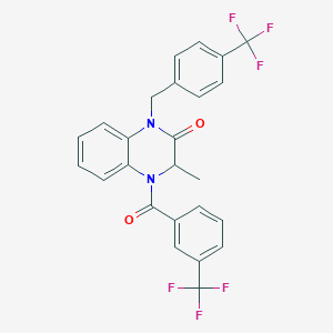 3-methyl-4-[3-(trifluoromethyl)benzoyl]-1-[[4-(trifluoromethyl)phenyl]methyl]-3H-quinoxalin-2-one