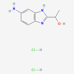 molecular formula C9H13Cl2N3O B3002990 1-(5-Amino-1H-benzimidazol-2-YL)ethanol dihydrochloride CAS No. 1269184-86-2