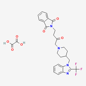 molecular formula C28H27F3N4O7 B3002991 2-(3-oxo-4-(4-((2-(trifluoromethyl)-1H-benzo[d]imidazol-1-yl)methyl)piperidin-1-yl)butyl)isoindoline-1,3-dione oxalate CAS No. 1351613-80-3
