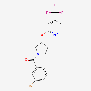 molecular formula C17H14BrF3N2O2 B3002996 (3-Bromophenyl)(3-((4-(trifluoromethyl)pyridin-2-yl)oxy)pyrrolidin-1-yl)methanone CAS No. 2034241-73-9