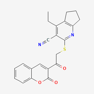 4-ethyl-2-[2-oxo-2-(2-oxochromen-3-yl)ethyl]sulfanyl-6,7-dihydro-5H-cyclopenta[b]pyridine-3-carbonitrile