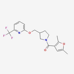 (2,5-Dimethylfuran-3-yl)-[3-[[6-(trifluoromethyl)pyridin-2-yl]oxymethyl]pyrrolidin-1-yl]methanone
