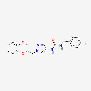 1-(1-((2,3-dihydrobenzo[b][1,4]dioxin-2-yl)methyl)-1H-pyrazol-4-yl)-3-(4-fluorobenzyl)urea