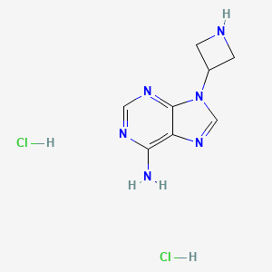 molecular formula C8H12Cl2N6 B3003020 9-(Azetidin-3-yl)purin-6-amine;dihydrochloride CAS No. 2375273-16-6