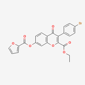 molecular formula C23H15BrO7 B3003052 ethyl 3-(4-bromophenyl)-7-(furan-2-carbonyloxy)-4-oxo-4H-chromene-2-carboxylate CAS No. 610752-49-3