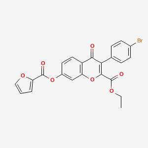 B3003052 Ethyl 3-(4-bromophenyl)-7-(furan-2-carbonyloxy)-4-oxochromene-2-carboxylate CAS No. 610752-49-3