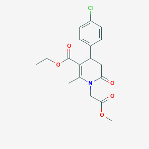 molecular formula C19H22ClNO5 B3003065 Ethyl 4-(4-chlorophenyl)-1-(2-ethoxy-2-oxoethyl)-2-methyl-6-oxo-1,4,5,6-tetrahydro-3-pyridinecarboxylate CAS No. 338966-57-7