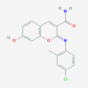 (2Z)-2-[(4-chloro-2-methylphenyl)imino]-7-hydroxy-2H-chromene-3-carboxamide