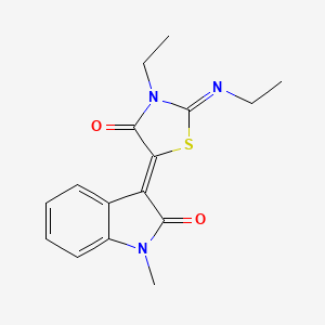molecular formula C16H17N3O2S B3003071 (2Z,5Z)-3-ethyl-2-(ethylimino)-5-(1-methyl-2-oxoindolin-3-ylidene)thiazolidin-4-one CAS No. 868142-84-1