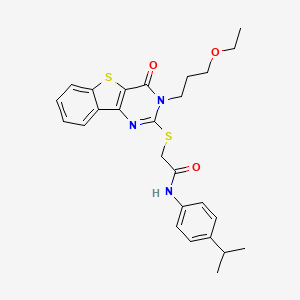 molecular formula C26H29N3O3S2 B3003081 2-{[3-(3-ethoxypropyl)-4-oxo-3,4-dihydro[1]benzothieno[3,2-d]pyrimidin-2-yl]thio}-N-(4-isopropylphenyl)acetamide CAS No. 865655-22-7