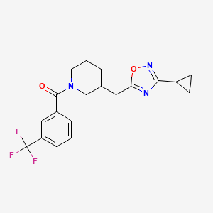 (3-((3-Cyclopropyl-1,2,4-oxadiazol-5-yl)methyl)piperidin-1-yl)(3-(trifluoromethyl)phenyl)methanone
