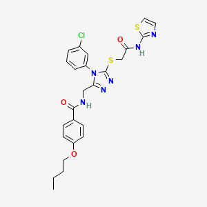 4-butoxy-N-((4-(3-chlorophenyl)-5-((2-oxo-2-(thiazol-2-ylamino)ethyl)thio)-4H-1,2,4-triazol-3-yl)methyl)benzamide