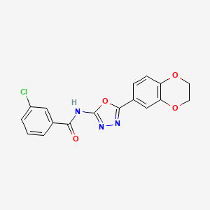 3-chloro-N-(5-(2,3-dihydrobenzo[b][1,4]dioxin-6-yl)-1,3,4-oxadiazol-2-yl)benzamide