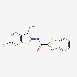 (E)-N-(6-chloro-3-ethylbenzo[d]thiazol-2(3H)-ylidene)benzo[d]thiazole-2-carboxamide