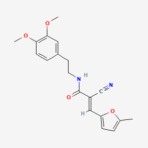molecular formula C19H20N2O4 B3003140 Acrylamide, 2-cyano-N-[2-(3,4-dimethoxyphenyl)ethyl]-3-(5-methylfuran-2-yl)- CAS No. 695223-39-3