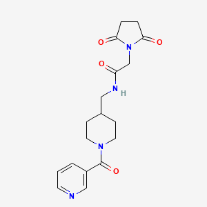 2-(2,5-dioxopyrrolidin-1-yl)-N-((1-nicotinoylpiperidin-4-yl)methyl)acetamide