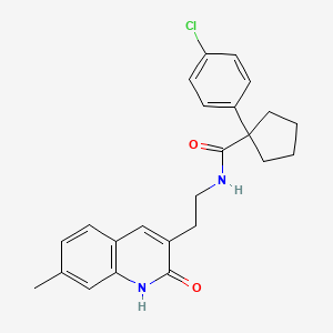 1-(4-chlorophenyl)-N-(2-(7-methyl-2-oxo-1,2-dihydroquinolin-3-yl)ethyl)cyclopentanecarboxamide