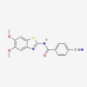 molecular formula C17H13N3O3S B3003166 4-cyano-N-(5,6-dimethoxy-1,3-benzothiazol-2-yl)benzamide CAS No. 895437-10-2