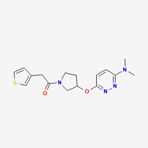 molecular formula C16H20N4O2S B3003184 1-(3-((6-(Dimethylamino)pyridazin-3-yl)oxy)pyrrolidin-1-yl)-2-(thiophen-3-yl)ethanone CAS No. 2034437-26-6