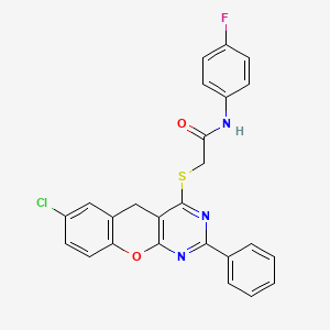 2-((7-chloro-2-phenyl-5H-chromeno[2,3-d]pyrimidin-4-yl)thio)-N-(4-fluorophenyl)acetamide