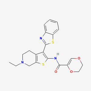 N-(3-(benzo[d]thiazol-2-yl)-6-ethyl-4,5,6,7-tetrahydrothieno[2,3-c]pyridin-2-yl)-5,6-dihydro-1,4-dioxine-2-carboxamide