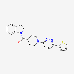 molecular formula C22H22N4OS B3003201 1-({1-[6-(2-Thienyl)pyridazin-3-yl]piperidin-4-yl}carbonyl)indoline CAS No. 932479-23-7