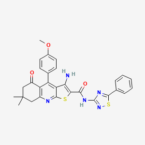 3-amino-4-(4-methoxyphenyl)-7,7-dimethyl-5-oxo-N-(5-phenyl-1,2,4-thiadiazol-3-yl)-5,6,7,8-tetrahydrothieno[2,3-b]quinoline-2-carboxamide