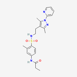 N-(4-(N-(2-(3,5-dimethyl-1-(pyridin-2-yl)-1H-pyrazol-4-yl)ethyl)sulfamoyl)-3-methylphenyl)propionamide