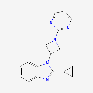molecular formula C17H17N5 B3003205 2-Cyclopropyl-1-(1-pyrimidin-2-ylazetidin-3-yl)benzimidazole CAS No. 2415624-49-4
