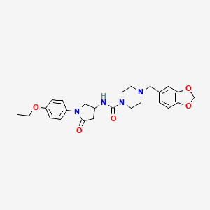 4-(benzo[d][1,3]dioxol-5-ylmethyl)-N-(1-(4-ethoxyphenyl)-5-oxopyrrolidin-3-yl)piperazine-1-carboxamide