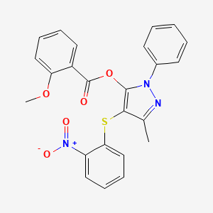 3-methyl-4-((2-nitrophenyl)thio)-1-phenyl-1H-pyrazol-5-yl 2-methoxybenzoate
