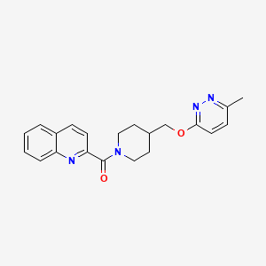 molecular formula C21H22N4O2 B3003256 2-(4-{[(6-methylpyridazin-3-yl)oxy]methyl}piperidine-1-carbonyl)quinoline CAS No. 2320208-99-7