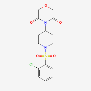 molecular formula C15H17ClN2O5S B3003281 4-(1-((2-Chlorophenyl)sulfonyl)piperidin-4-yl)morpholine-3,5-dione CAS No. 2034496-31-4