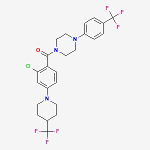 molecular formula C24H24ClF6N3O B3003286 1-{2-Chloro-4-[4-(trifluoromethyl)piperidin-1-yl]benzoyl}-4-[4-(trifluoromethyl)phenyl]piperazine CAS No. 2061178-03-6