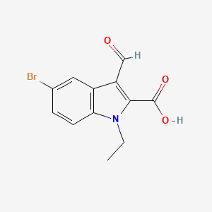 molecular formula C12H10BrNO3 B3003306 5-bromo-1-ethyl-3-formyl-1H-indole-2-carboxylic acid CAS No. 2137629-33-3
