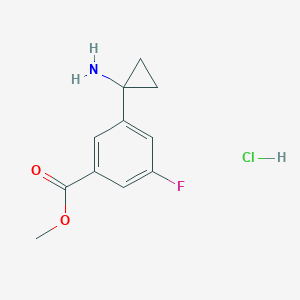 molecular formula C11H13ClFNO2 B3003339 methyl 3-(1-aminocyclopropyl)-5-fluorobenzoate hydrochloride CAS No. 2377036-12-7