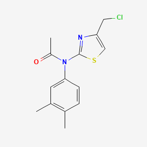 molecular formula C14H15ClN2OS B3003360 N-[4-(chloromethyl)-1,3-thiazol-2-yl]-N-(3,4-dimethylphenyl)acetamide CAS No. 775315-17-8