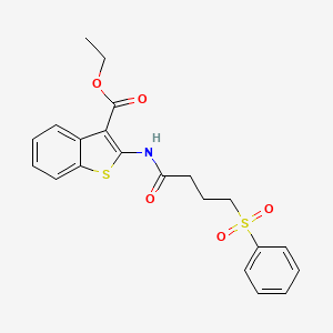molecular formula C21H21NO5S2 B3003372 Ethyl 2-(4-(phenylsulfonyl)butanamido)benzo[b]thiophene-3-carboxylate CAS No. 922909-39-5