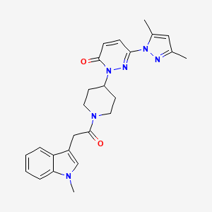 B3003490 6-(3,5-Dimethylpyrazol-1-yl)-2-[1-[2-(1-methylindol-3-yl)acetyl]piperidin-4-yl]pyridazin-3-one CAS No. 2379975-08-1