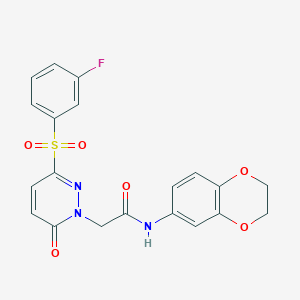 molecular formula C20H16FN3O6S B3003497 N-(2,3-dihydro-1,4-benzodioxin-6-yl)-2-[3-(3-fluorobenzenesulfonyl)-6-oxo-1,6-dihydropyridazin-1-yl]acetamide CAS No. 1251709-30-4
