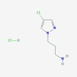 molecular formula C6H11Cl2N3 B3003515 3-(4-Chloro-1H-pyrazol-1-yl)propan-1-amine hydrochloride CAS No. 1268991-23-6