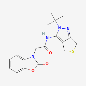 molecular formula C18H20N4O3S B3003563 N-(2-(tert-butyl)-4,6-dihydro-2H-thieno[3,4-c]pyrazol-3-yl)-2-(2-oxobenzo[d]oxazol-3(2H)-yl)acetamide CAS No. 1219906-87-2