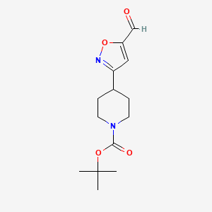 molecular formula C14H20N2O4 B3003589 Tert-butyl 4-(5-formyl-1,2-oxazol-3-yl)piperidine-1-carboxylate CAS No. 1820704-78-6