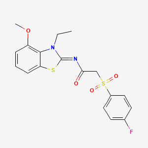 (E)-N-(3-ethyl-4-methoxybenzo[d]thiazol-2(3H)-ylidene)-2-((4-fluorophenyl)sulfonyl)acetamide